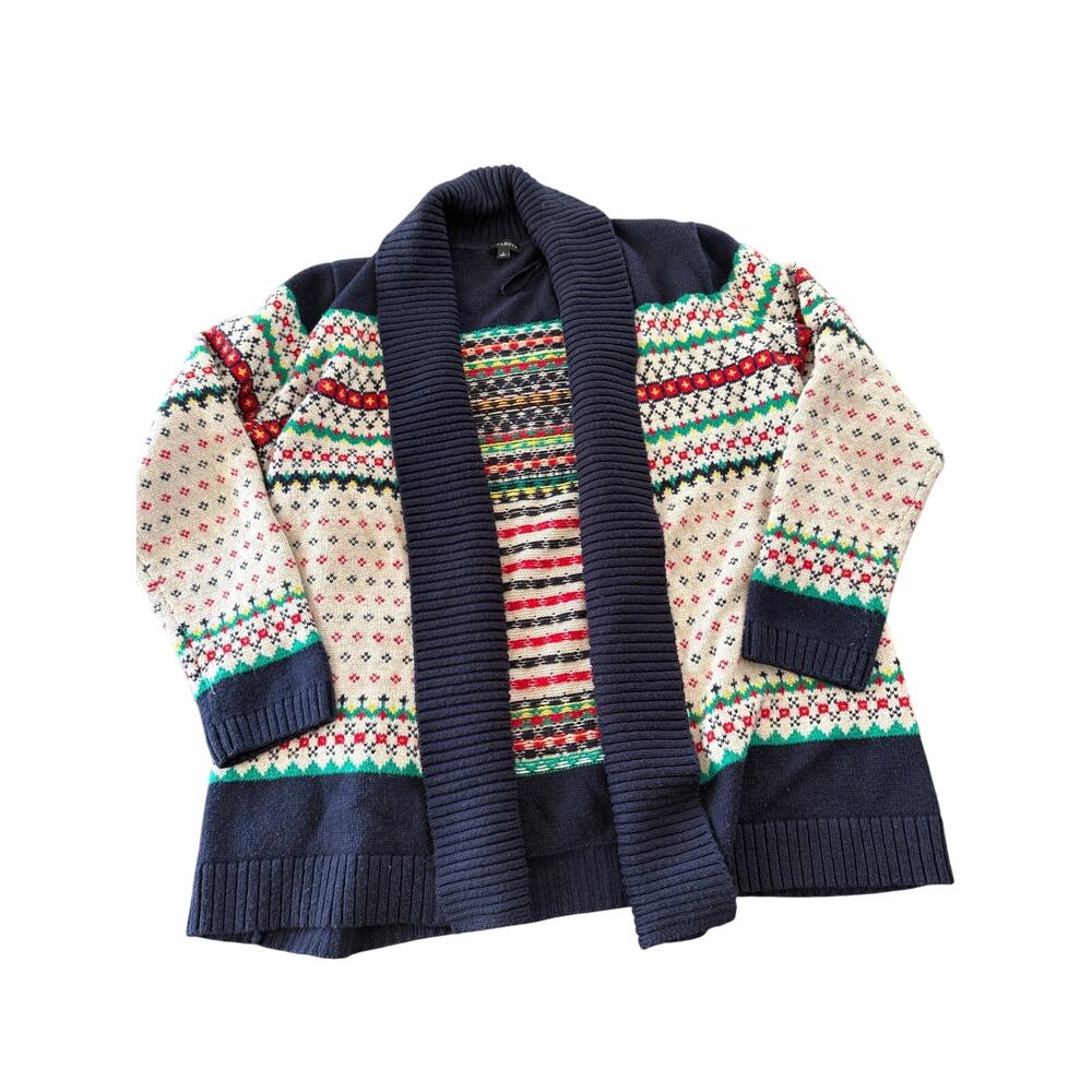 Talbots Fair Isle Shawl Collar Open Sweater Size Large